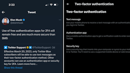 Tweet from Elon Musk and 2 factor authentication