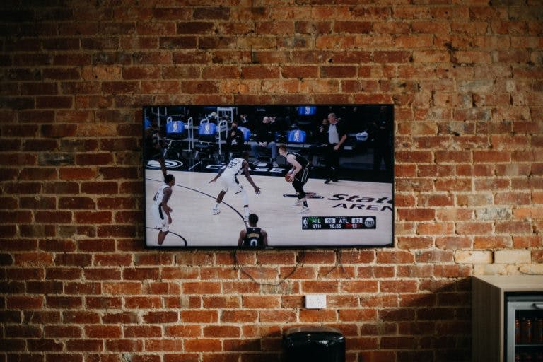 TV mounted on wall