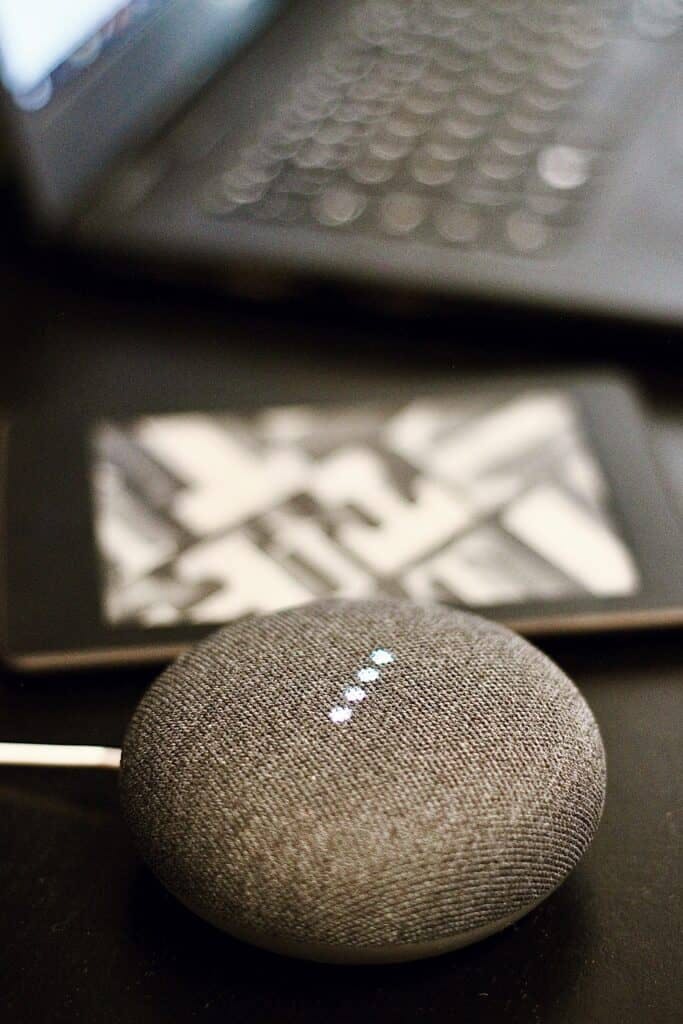 Echo Dot and smart phone on desk